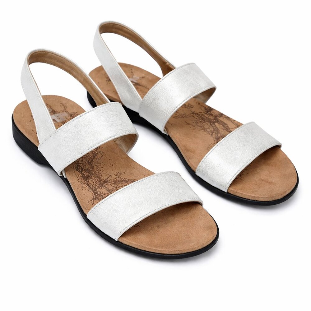 Women's Silver Slingback Two-Strap Sandal